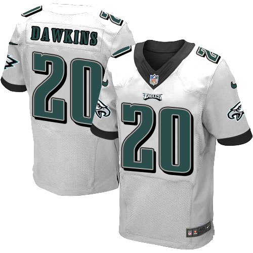 Men's Elite Brian Dawkins Nike Jersey White Road - #20 NFL Philadelphia Eagles